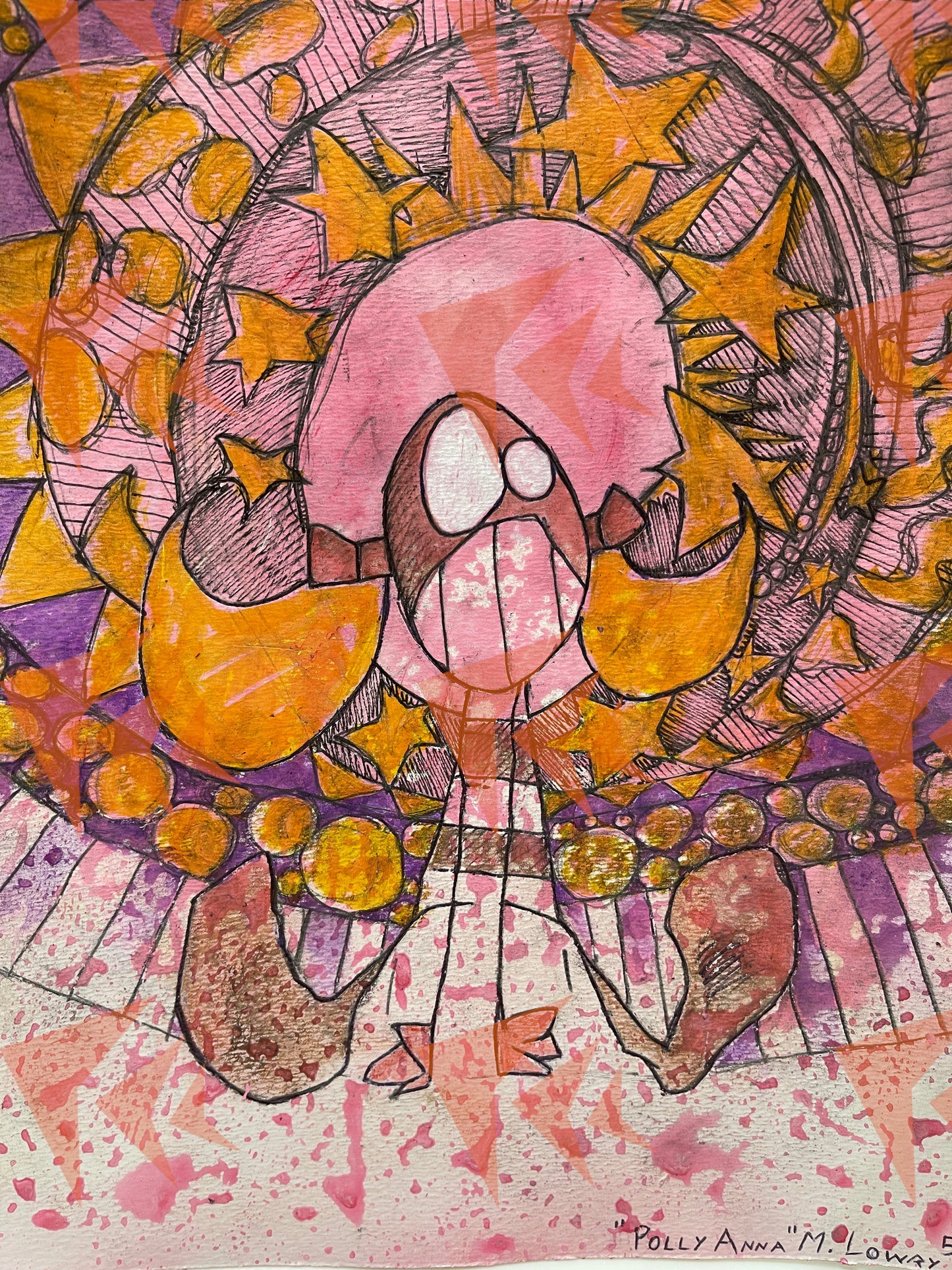 "Polly Anna" Mixed Media Drawing