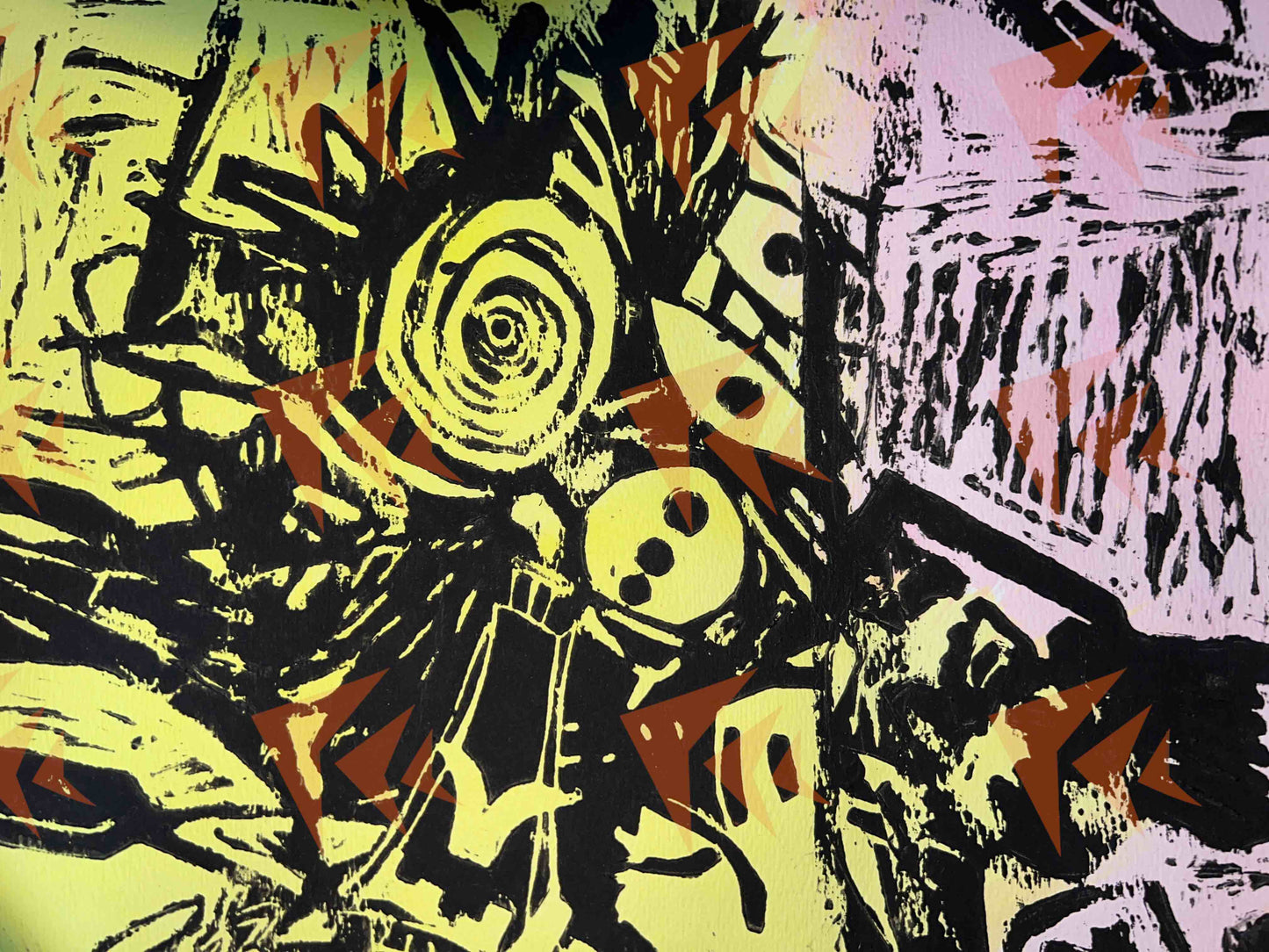 "Screaming Man Multiplied" Block Print - 15"x20"