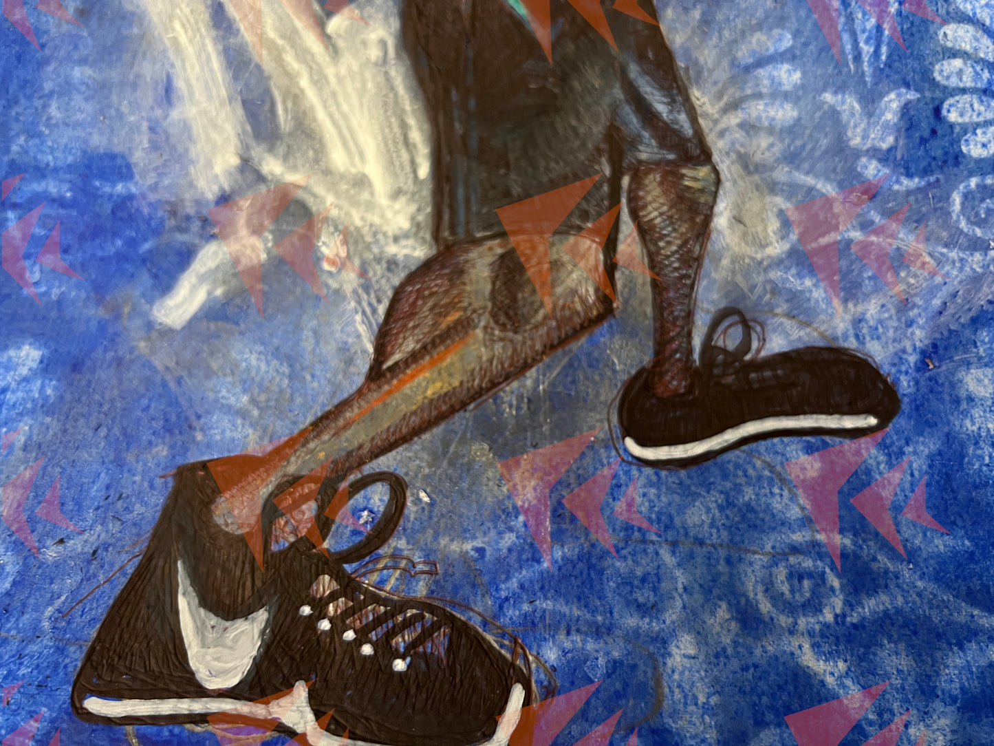 'Hip Check' - Original drawing/painting on watercolor paper. 12"x 17 7/8"
