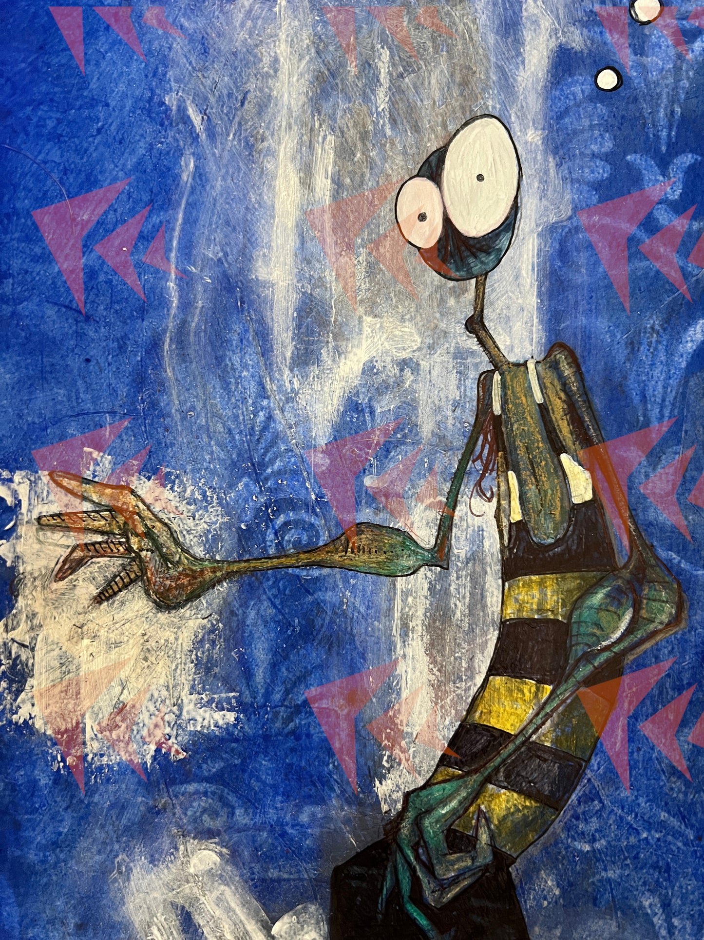 'Hip Check' - Original drawing/painting on watercolor paper. 12"x 17 7/8"