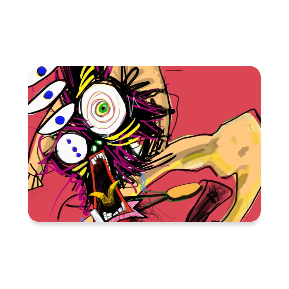 Screaming Wildman Rectangle Magnet - white