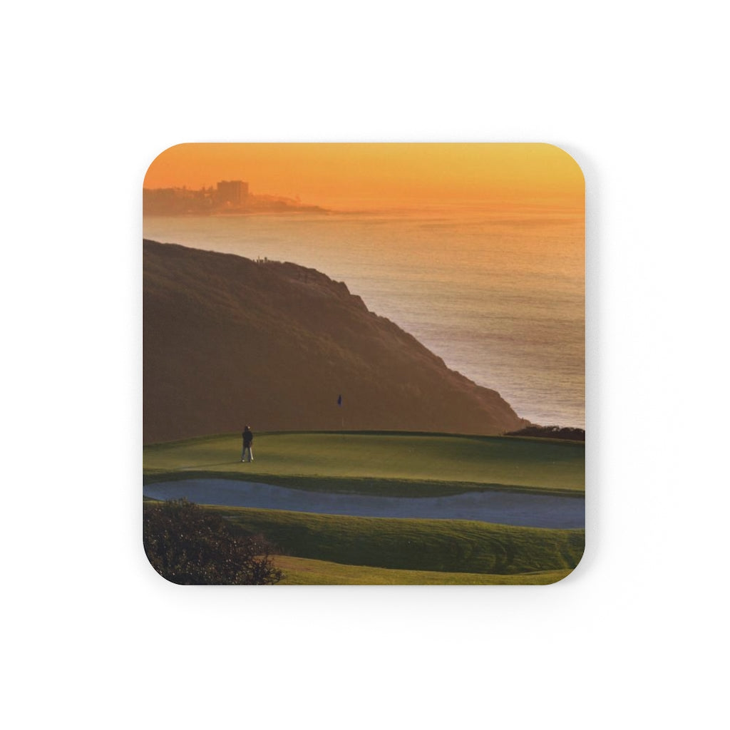 Torrey Pines Sunset Cork-backed Coaster