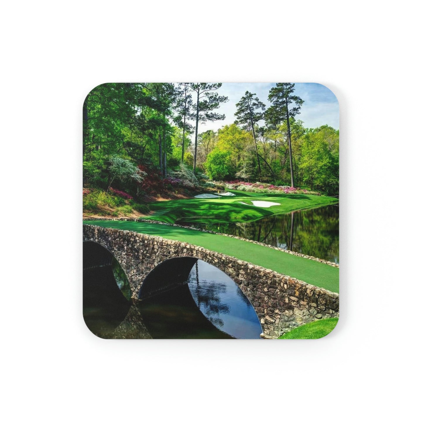 ‘Amen corner,’ Augusta, cork-backed coaster.