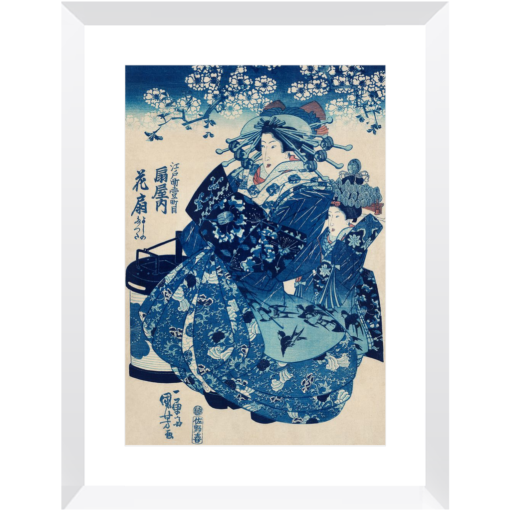Hokusai's 'Lady in Blue' Framed Print - Right
