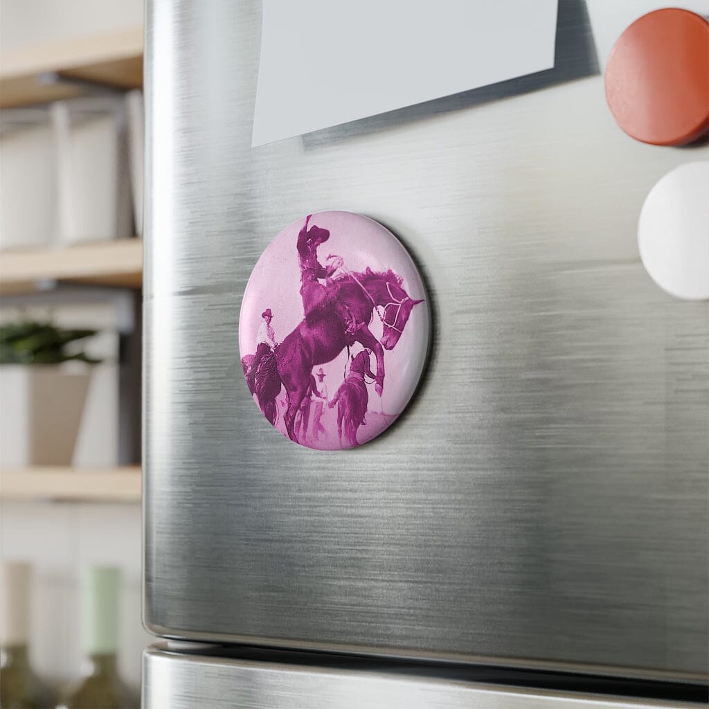 Woman Riding Wild Horse Button Magnet Home Decor Garavogue Company