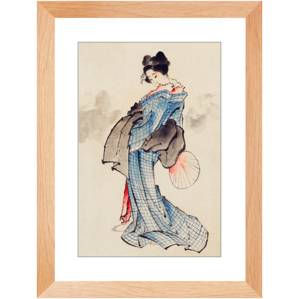 Hokusai Framed Japanese Lady - 12"x18"