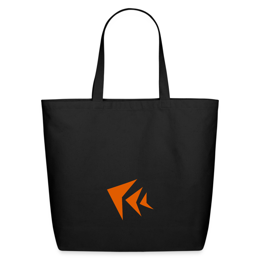 Eco-Friendly Cotton Tote in Black with Orange Logo - black