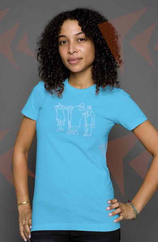 Womens Turquoise T-shirt - 'Gang of Four' Original Artwork