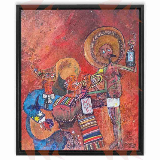 "The juggler - the gringo who stayed." 20"x24" Framed Traditional Stretched Canvas Reproduction