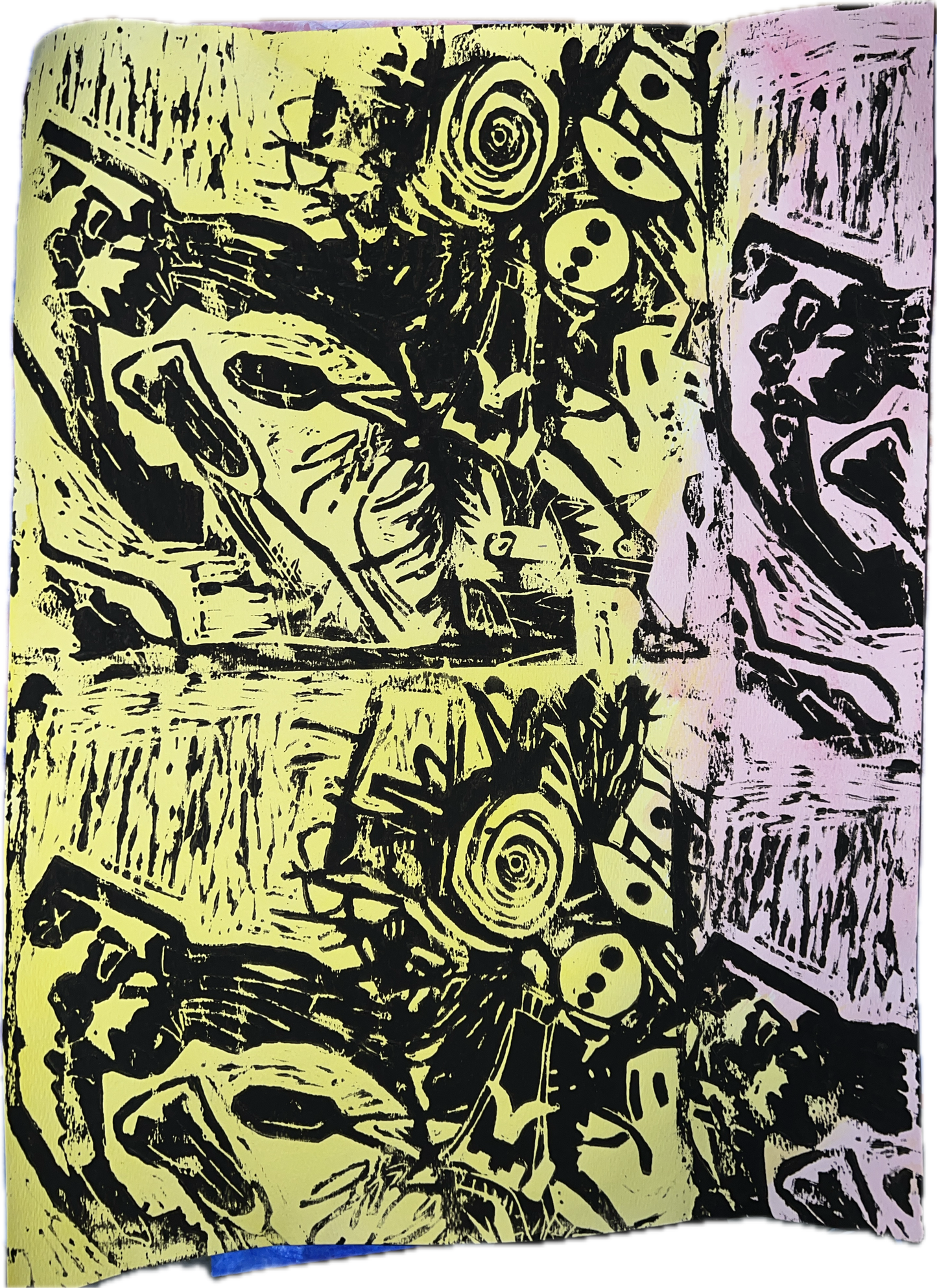 "Screaming Man Multiplied" Block Print - 15"x20"