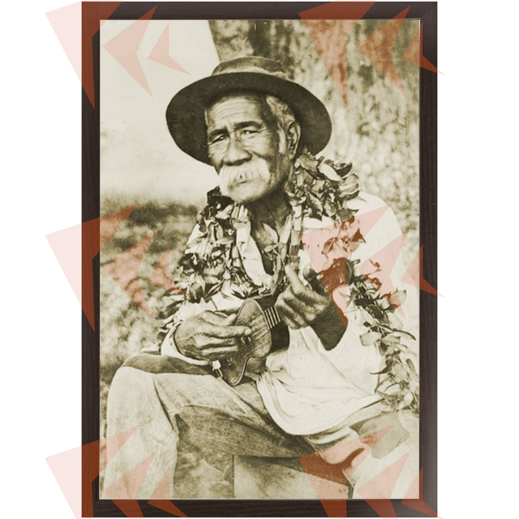 Hawaiian Man Playing Ukulele Vintage Framed Print