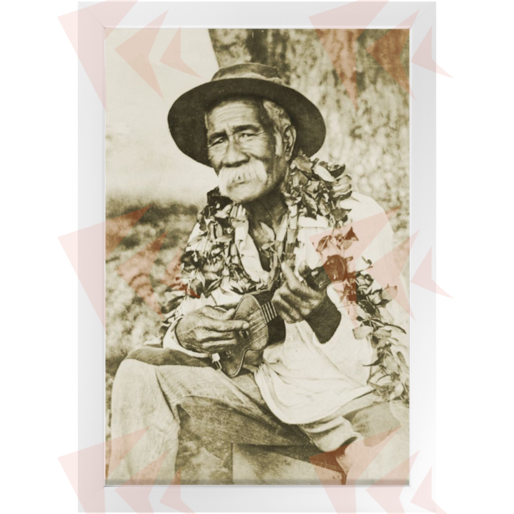 Hawaiian Man Playing Ukulele Vintage Framed Print