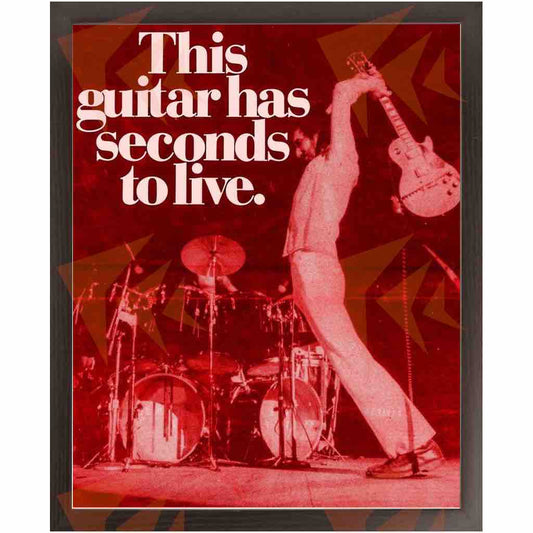 "This guitar has seconds to live." - Pete Smashing His Guitar Framed Print in Red